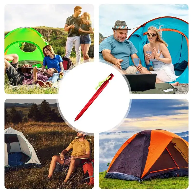 15Cm Luifel Tent Pinnen Aluminium Buiten Tuin Staken Grond Nagel Met Koord Voor Kamperen Backpacking Wandelen Dropship