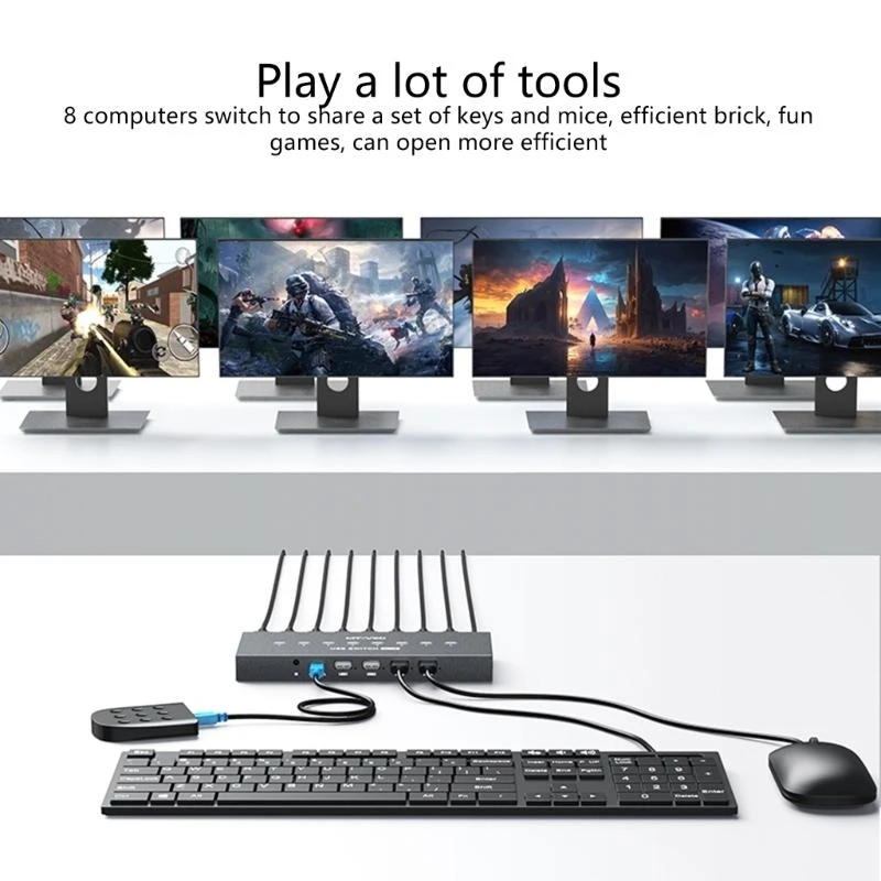 USB Manual Switching 8 Port USB Converters Splitter for 8 PC Share USB Peripherals Printer Office Home USB2.0 Hubs 896C