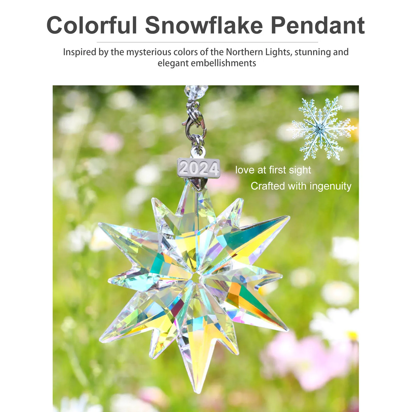 ثلاثية الأبعاد عيد الميلاد كريستال ندفة الثلج ستار الحلي شجرة عيد الميلاد قلادة حلية ديكور السيارة معلقة الديكور مهرجان هدية