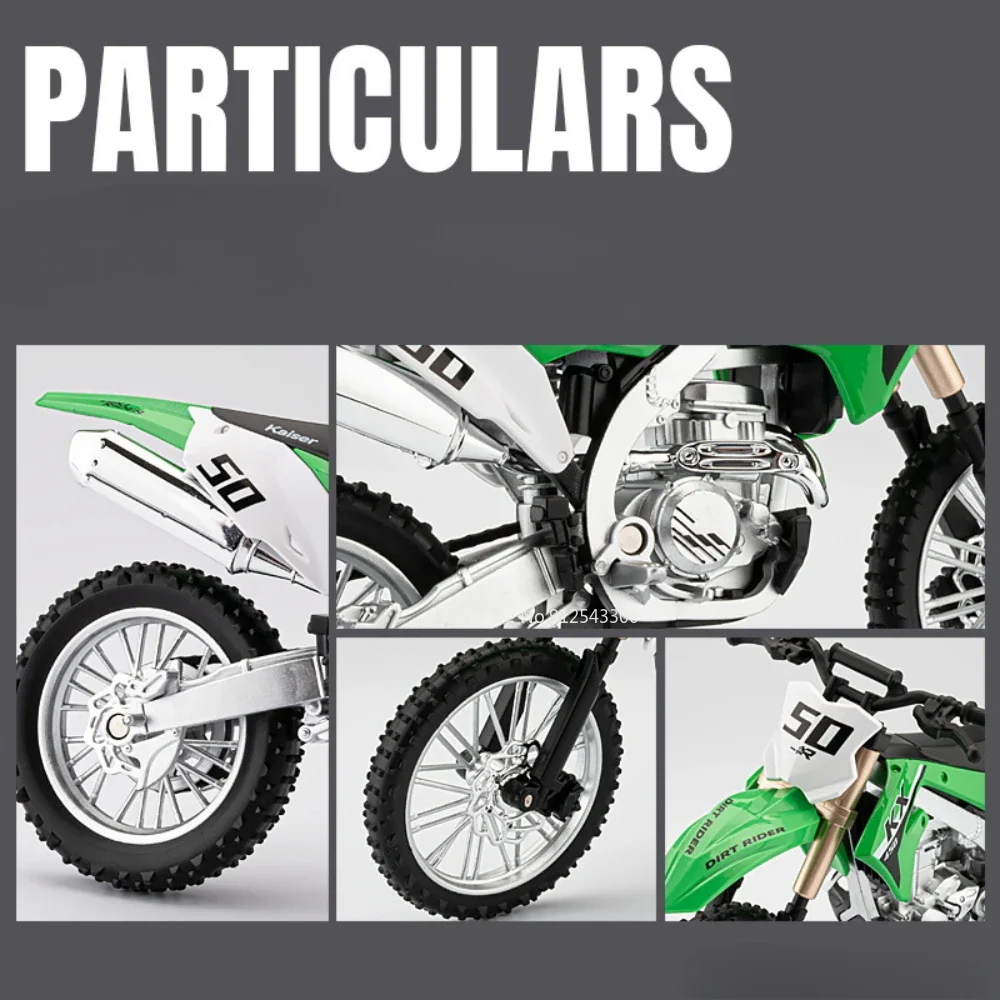 1:12 Kawasaki KX450 Mountain Off-Road Motorcycle Model Toy Alloy Diecast Shock Absorption Linkage Steering Motor Models for Kids