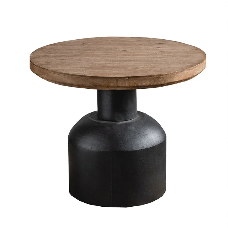 American country retro coffee table, sofa round corner table, industrial style decorative small round table