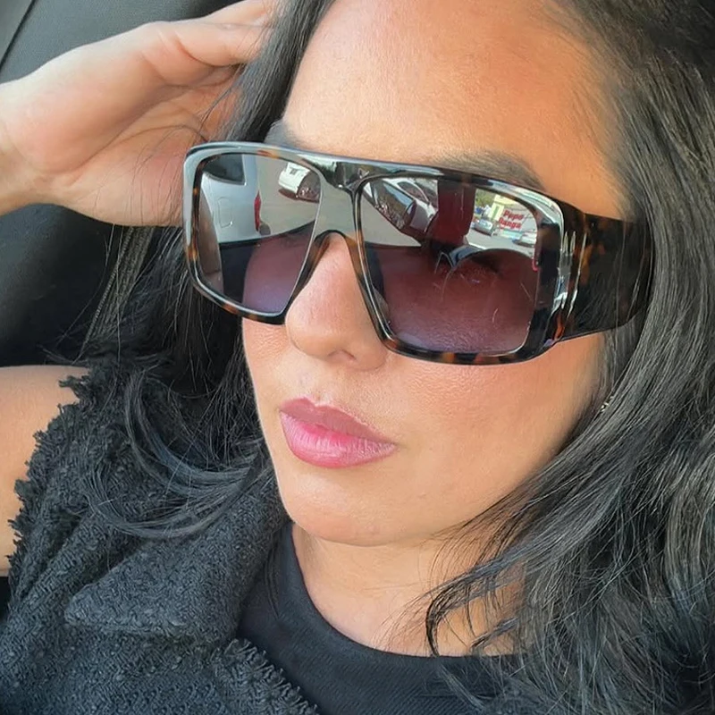 SO & EI موضة النظارات الشمسية المربعة النساء واضح التدرج ظلال UV400 الرجعية الرجال واسعة الساقين تتجه فاسق نظارات شمسية
