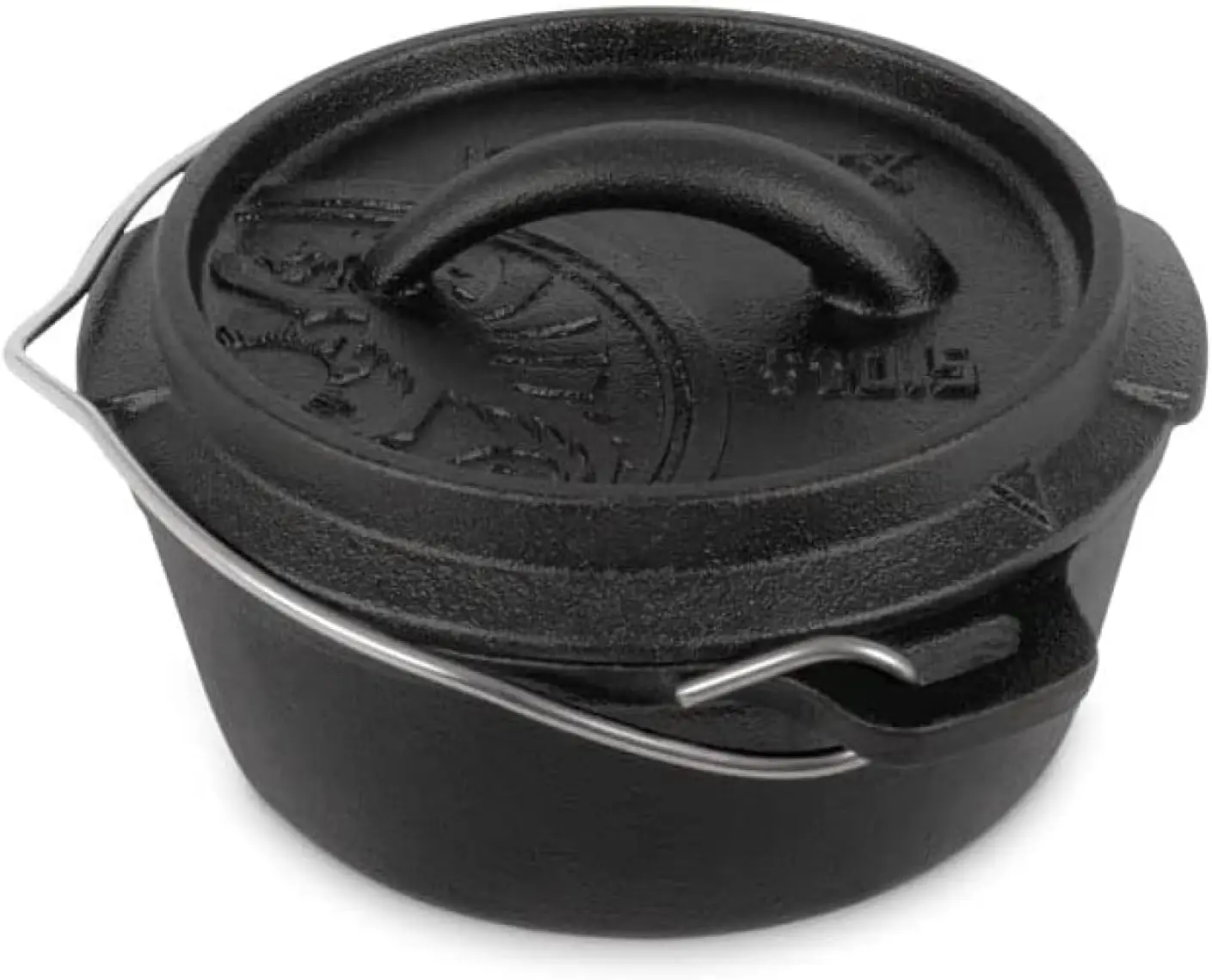 

Cast Iron Dutch Oven for Cooking or Baking Outdoors Over a Campfire or in The Home Kitchen, Pre-Seasoned Cookware Conducts Heat