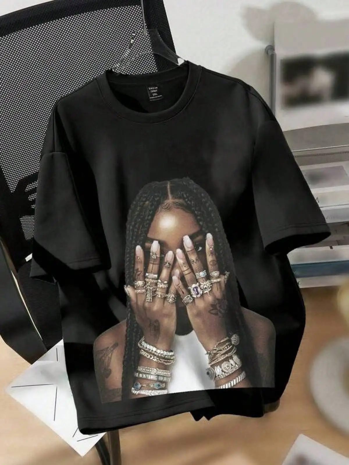 T Shirt Print ,Graphic-Cotton Tees Size Plus, Plus Size Casual Minimalist Design Round Neck Short Sleeve Loose Fit Plus Size T-Shirt, For Summer,Y2K,Oversized Shirt