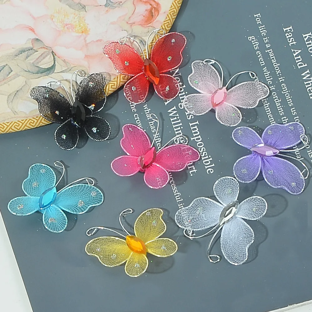 20/100Pcs Mesh 3D Multicolor Tulle Butterfly Wall For  DIY Kids Nursery Bedroom  Kitchen Fridge TV wall Wedding Decoration