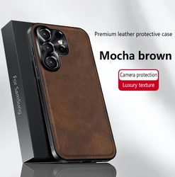 Imán para Samsung Galaxy S24 S23 FE S22 S21 Ultra Plus Note 20 A55 A15 A05 A54 A34, Funda de cuero mate, carcasa de protección completa