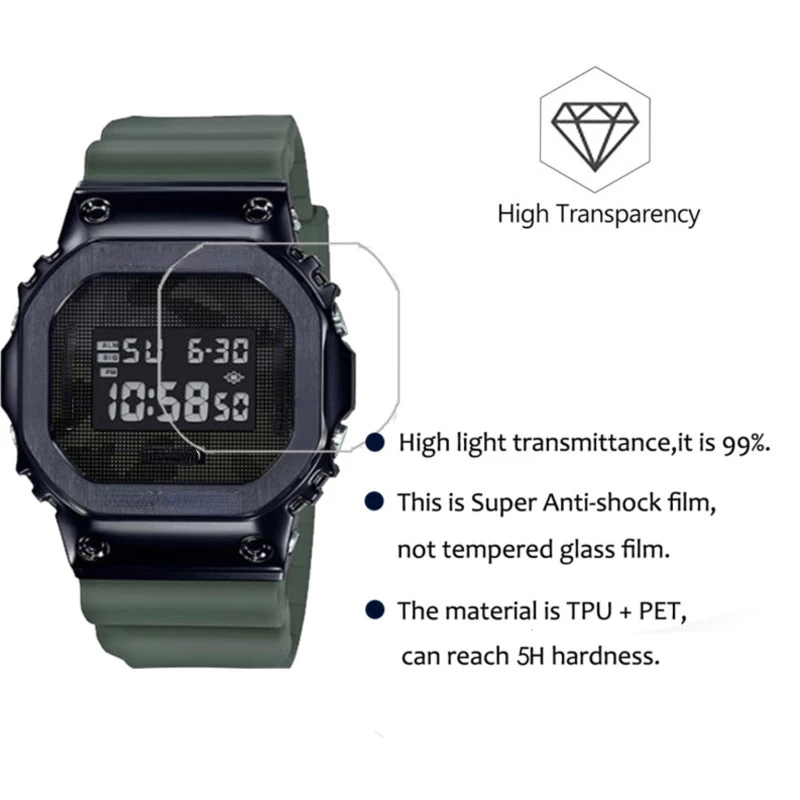 3Pcs PET Film For Casio G-Shock GBX-100 GX-56 DW-5600 GMW-B5000 GW-B5600 GM-5600 GWX-5600 Watch Screen Protection Film Not Glass