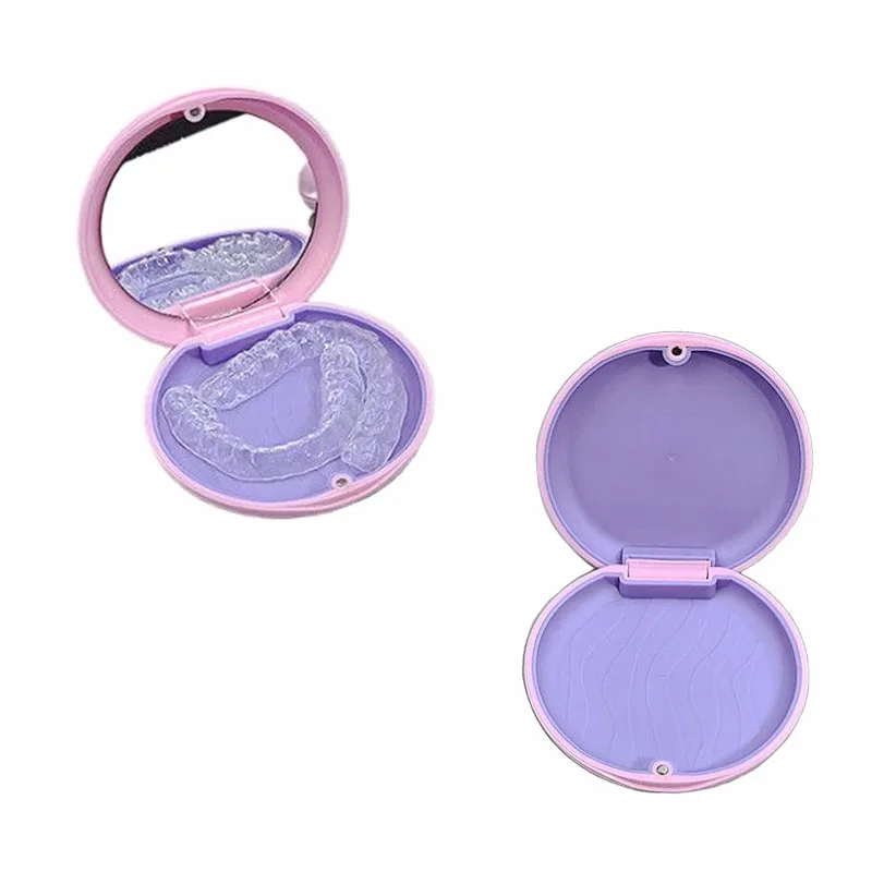 Oral Mouth Guard Aligner Braces Orthodontics Container Retainer Box Portable Travel False Denture Boxes Circular Magnetic Box