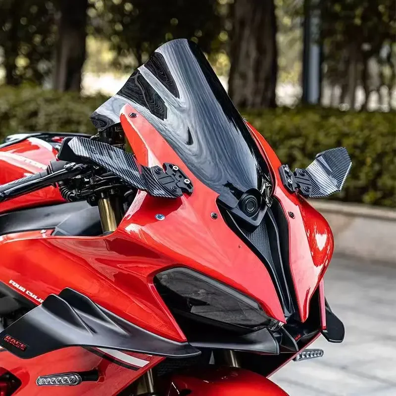 ألياف الكربون - مظهر جناح جانبي قابل للتعديل ومرايا الرؤية الخلفية وضع شعبي! لهوندا كاواساكي سوزوكي BMW ياماها الدراجات #2