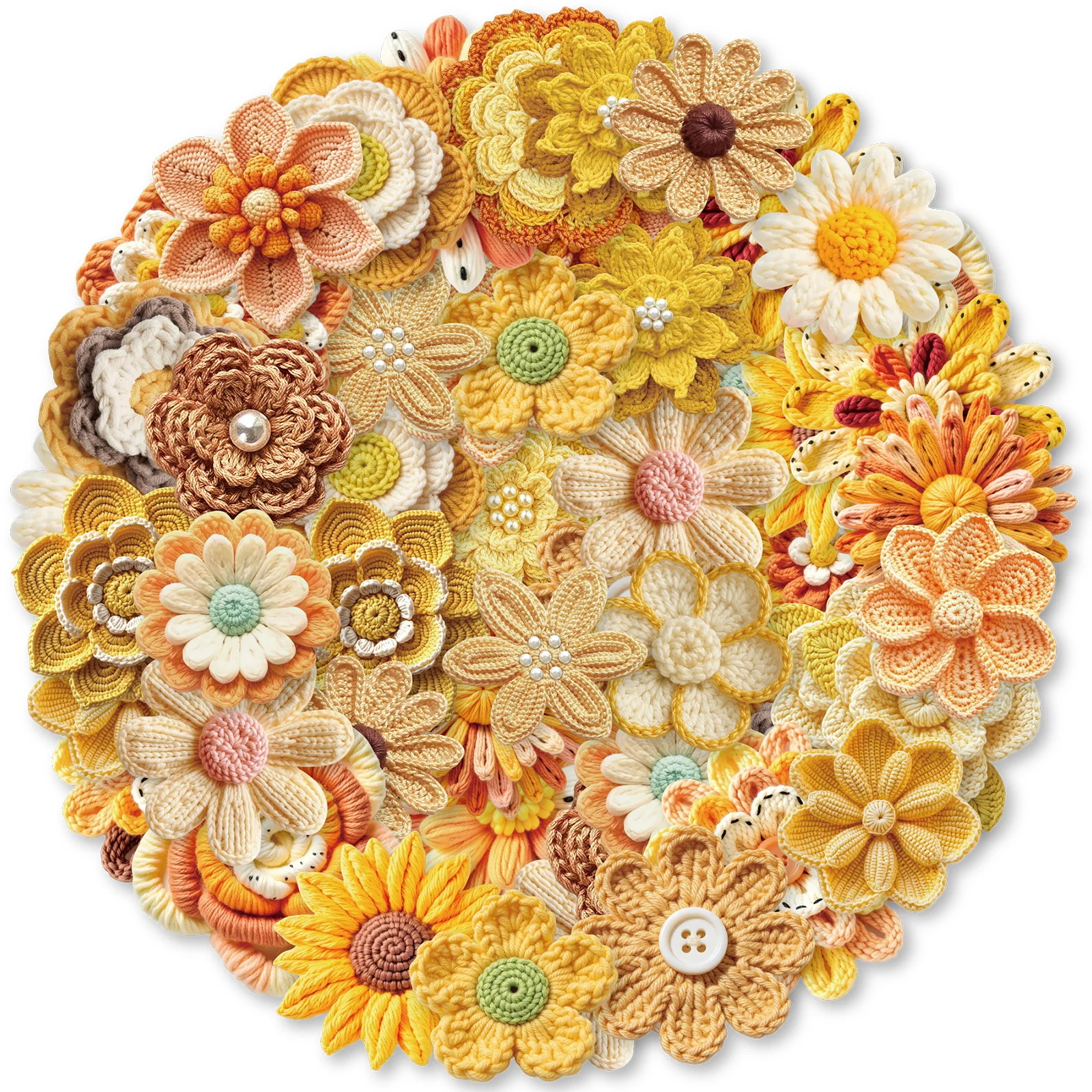 Etori Life 50Pcs Sunshine Warm Yellow Series Woven Floral Sticker Pack, Exquisite Fabric Flower Stickers for Handmade Envelope Decoration, Suitable for Laptops, Phone Backs, Handbags, Postcards and Envelopes, Sticker Books, Gift Paper Bags, Scrapbooking Supplies, Office Decoration Supplies, Vintage Aesthetics, Party and Holiday Stickers, Art Supplies, Cycling Decals, Gifts for Friends, Back-To-School Season