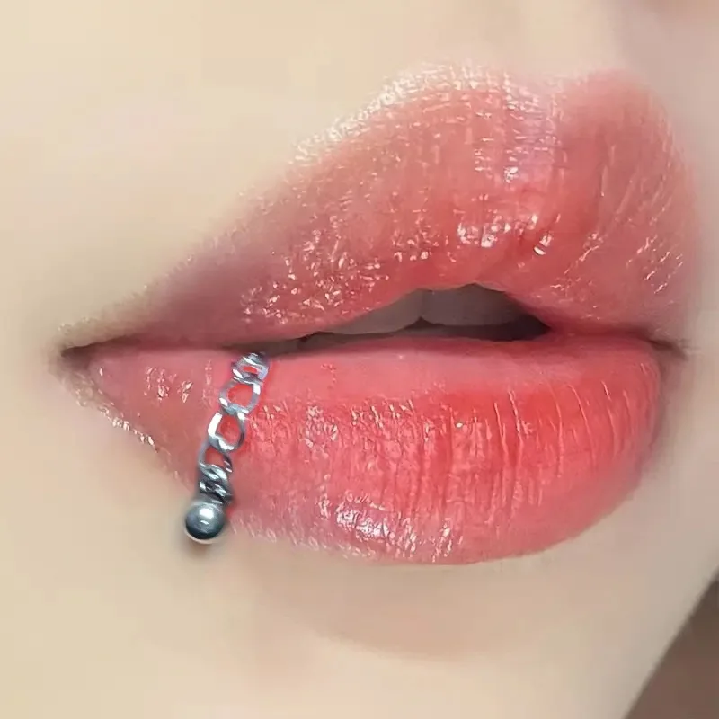 الفولاذ المقاوم للصدأ سلسلة الشفاه مسمار الشرير الحد الأدنى أقراط الغضروف ترصيع انفصال سلسلة الشفاه خواتم للنساء الرجال مجوهرات هدايا