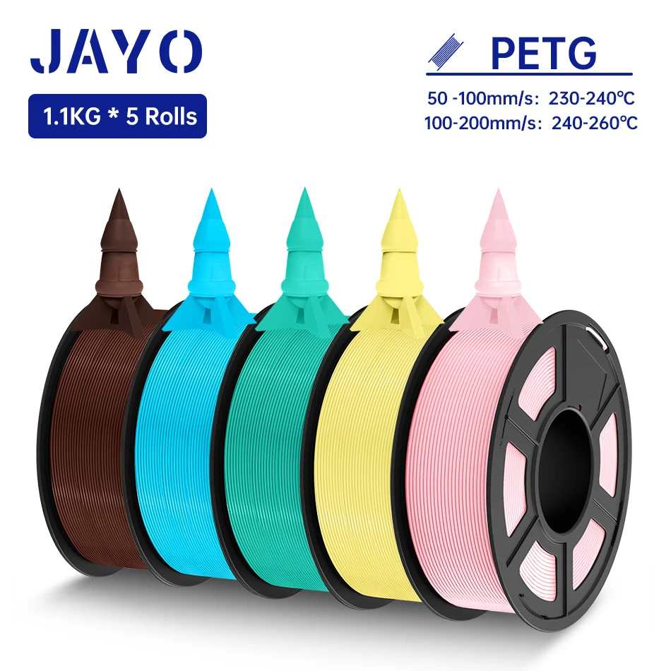 JAYO 5 Rolls PETG Filament 1.75 MM 1.1 KG/Roll 3D Printer Filament PETG Hoge Taaiheid voor FDM 3D Printing Materiaal