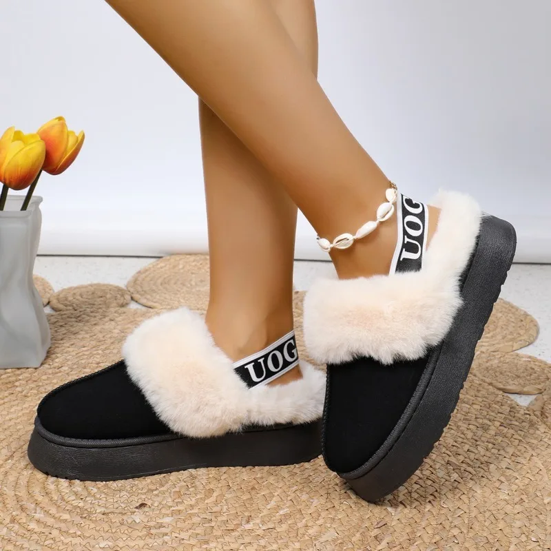 Stivali da donna nuovi stivali caldi in pelliccia invernale suola spessa nuove scarpe basse in peluche corte stivali da donna in pelle scamosciata