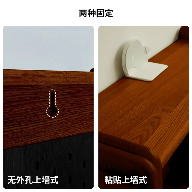 Solid wood antique style storage cabinet retro simple storage solid wood cabinet hole board wall cabinet