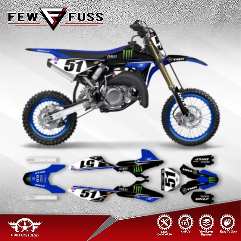 

Fewfuss пользовательские мотоциклетные графические фоновые наклейки для YAMAHA YZ65 2018 2019 2020 2021, номер имени на заказ 01