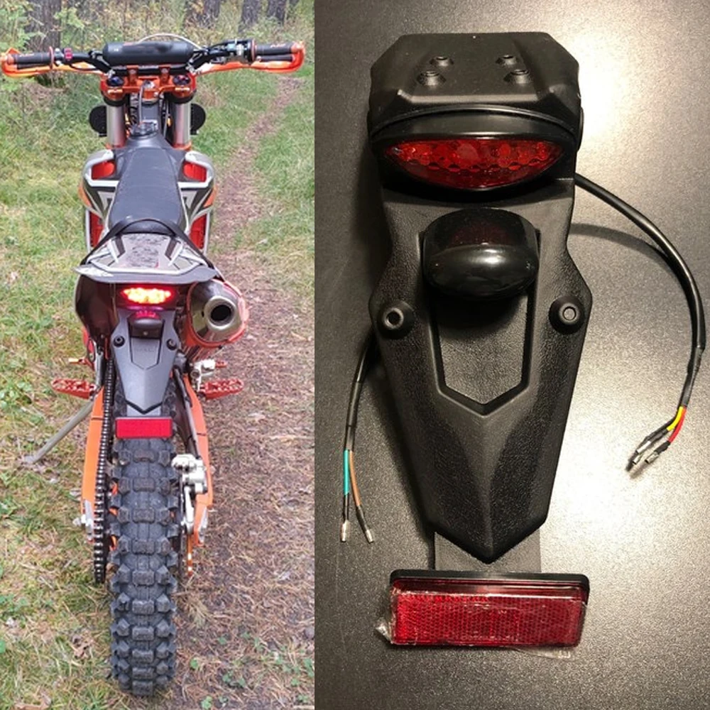 For GR 8 GR8 License Plate Holder Bracket Motorcycle Rear Fender Mudguard Universal LED Taillight Stop Dirt Bike Bake Tail Light