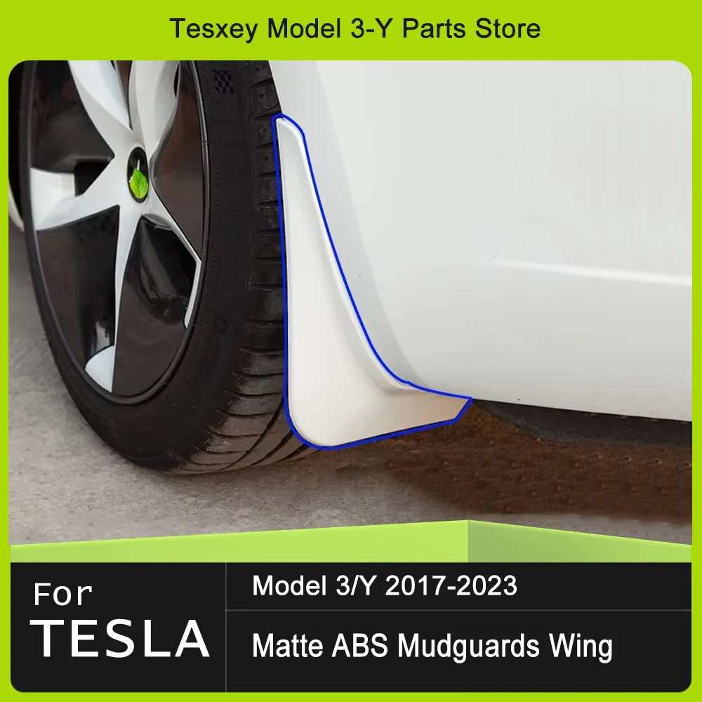 For Tesla Model Y/3 2022-2017 2023 Mudguard Mud Flaps Splash Guards Fender Matte ABS Mudguards Wing Car White Carbon Fiber Color