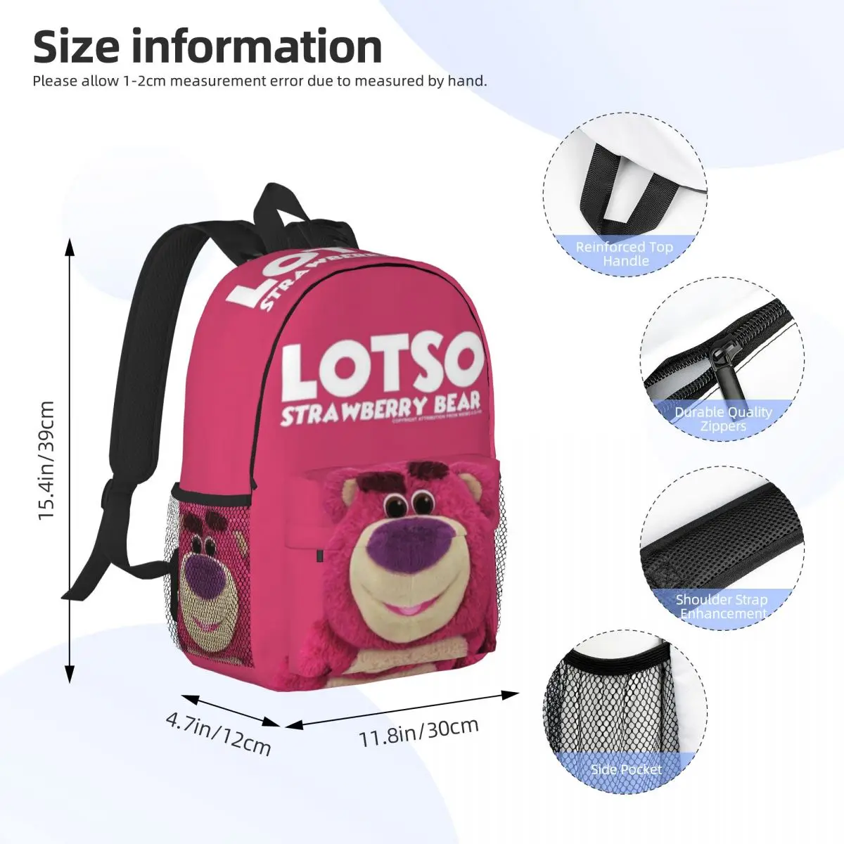 Lotus so-Fashionable School Bag Padrão, Imprimir Mochila Leve, Novo, 15 Polegada