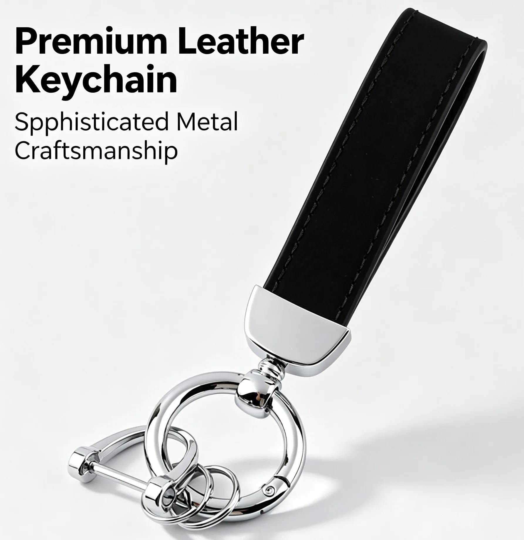Customized Leather Keychain with Metal Spring Ring D-Ring Business Key Holder for Men Premium Car Key Pendant Gift