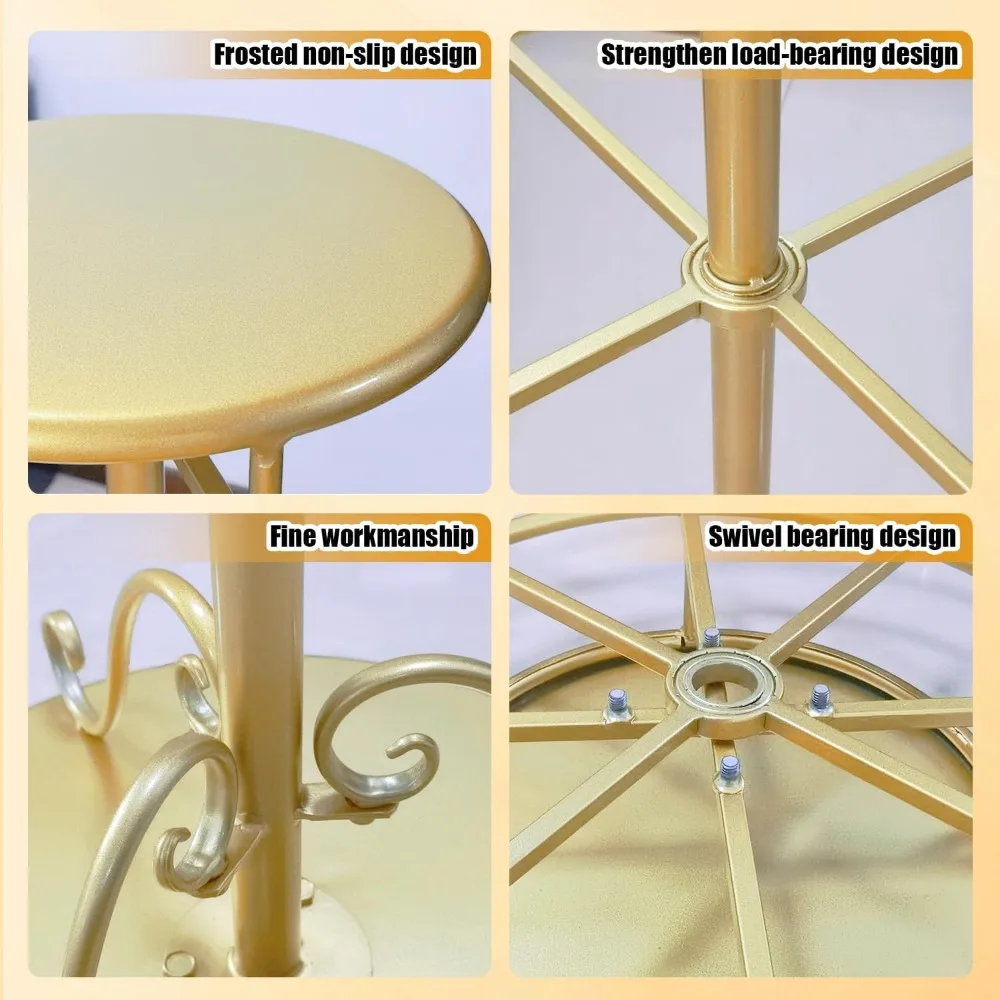 Rak Pakaian Bulat, Rak Pakaian Emas untuk Menggantung Pakaian, Rak Pakaian Ritel Ganda, Rak Pakaian Logam Berputar,