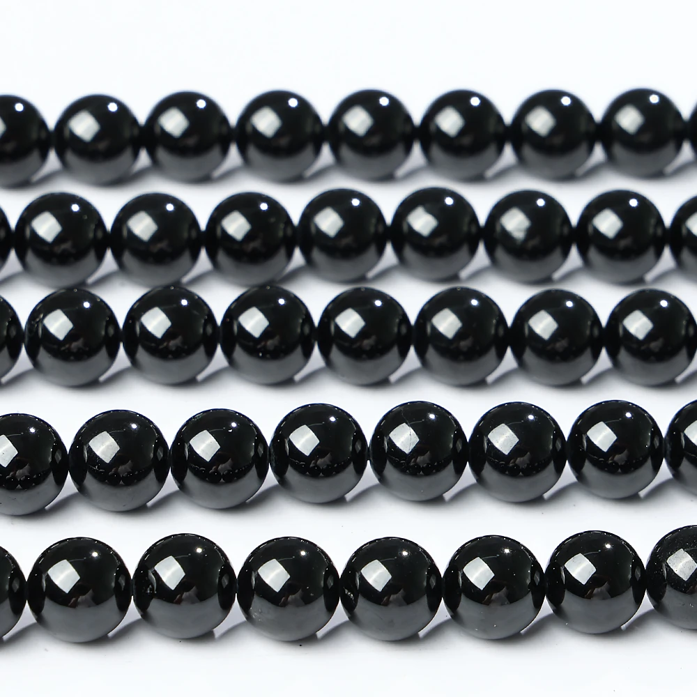 A++ Natural Black Spinel 4 6 8mm Loose Gemstone Beads for Jewelry Making Bracelet Wholesale Crystal Beads DIY Accessories