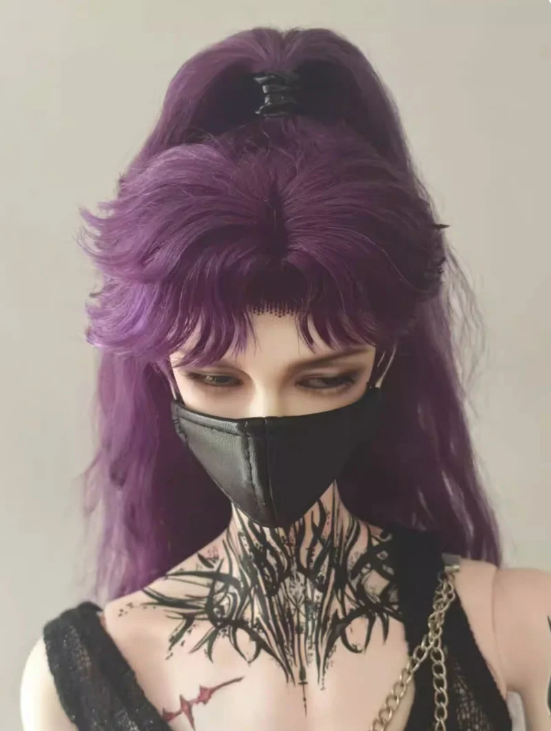 

bjd doll wig is suitable for 1-3 size purple mohair hand-hooked beauty tip long hair hand-modified hair doll accessories