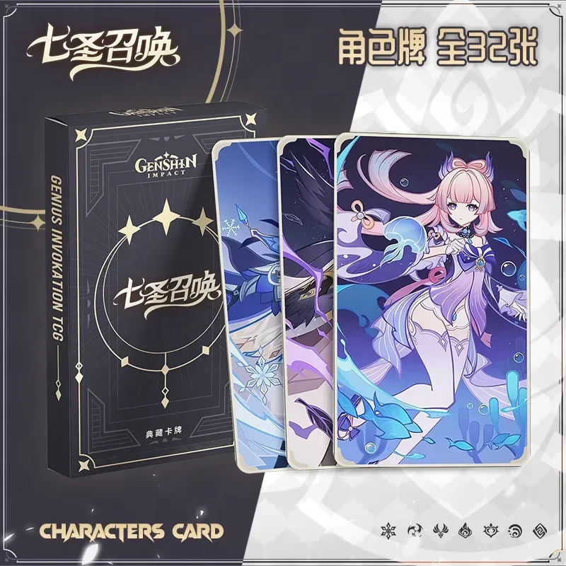 Anime Genshin Impact Genius Invokation TCG Card Collection No Word Photo Cards Coated Paper Anime Peripheral Tabletop Fans Gifts