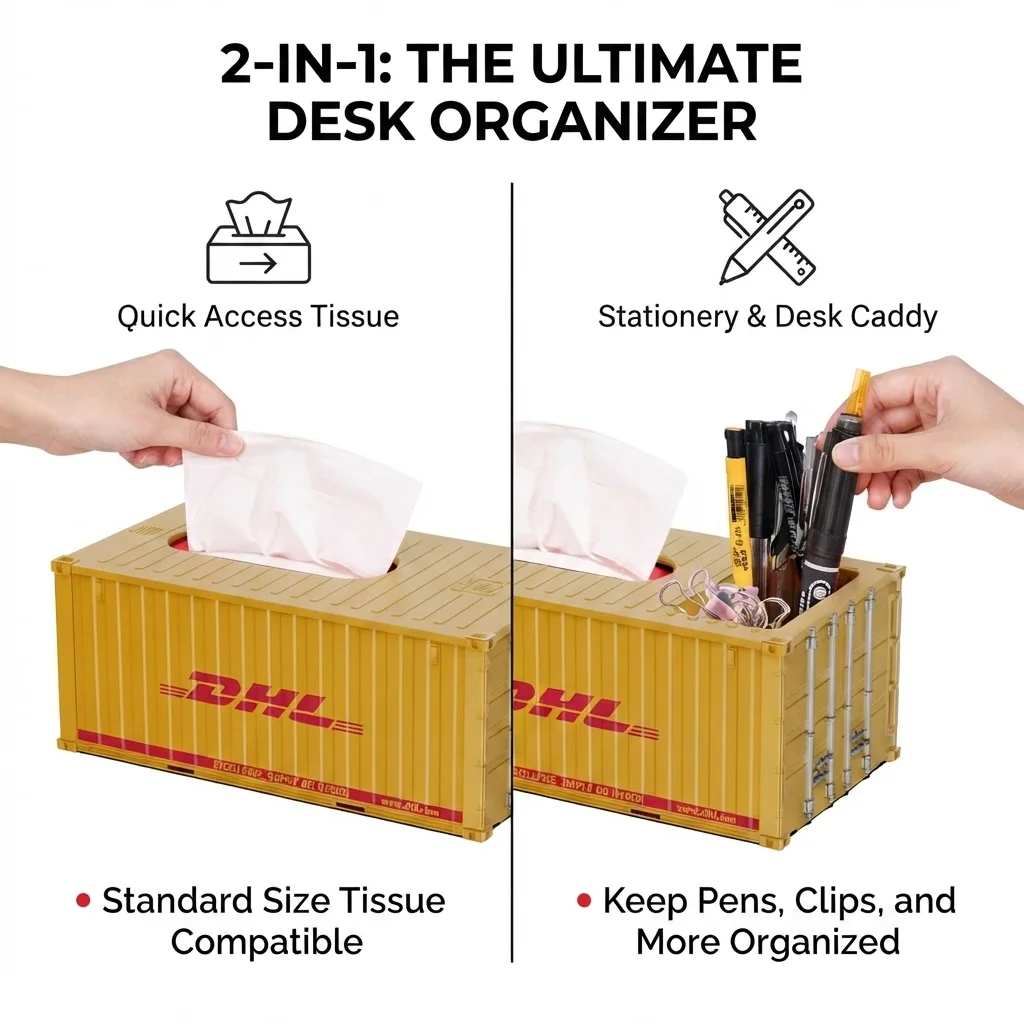 New 1/20 Scale Simulated Shipping Cargo Container Model Pen Holder Storage Box New Styles Plastic Storage Box Desktop Organizer