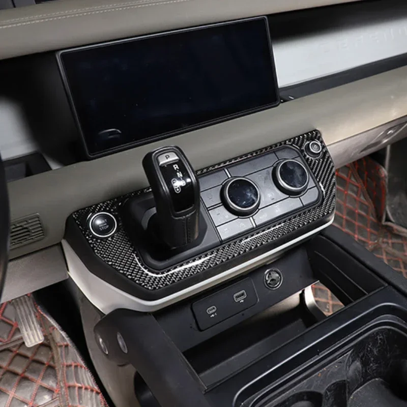 لينة ألياف الكربون سيارة مركز وحدة التحكم لوحة القيادة الباب مسند الذراع لوحة ملصقات الكسوة اكسسوارات لاند روفر المدافع 110 2020-25 #3