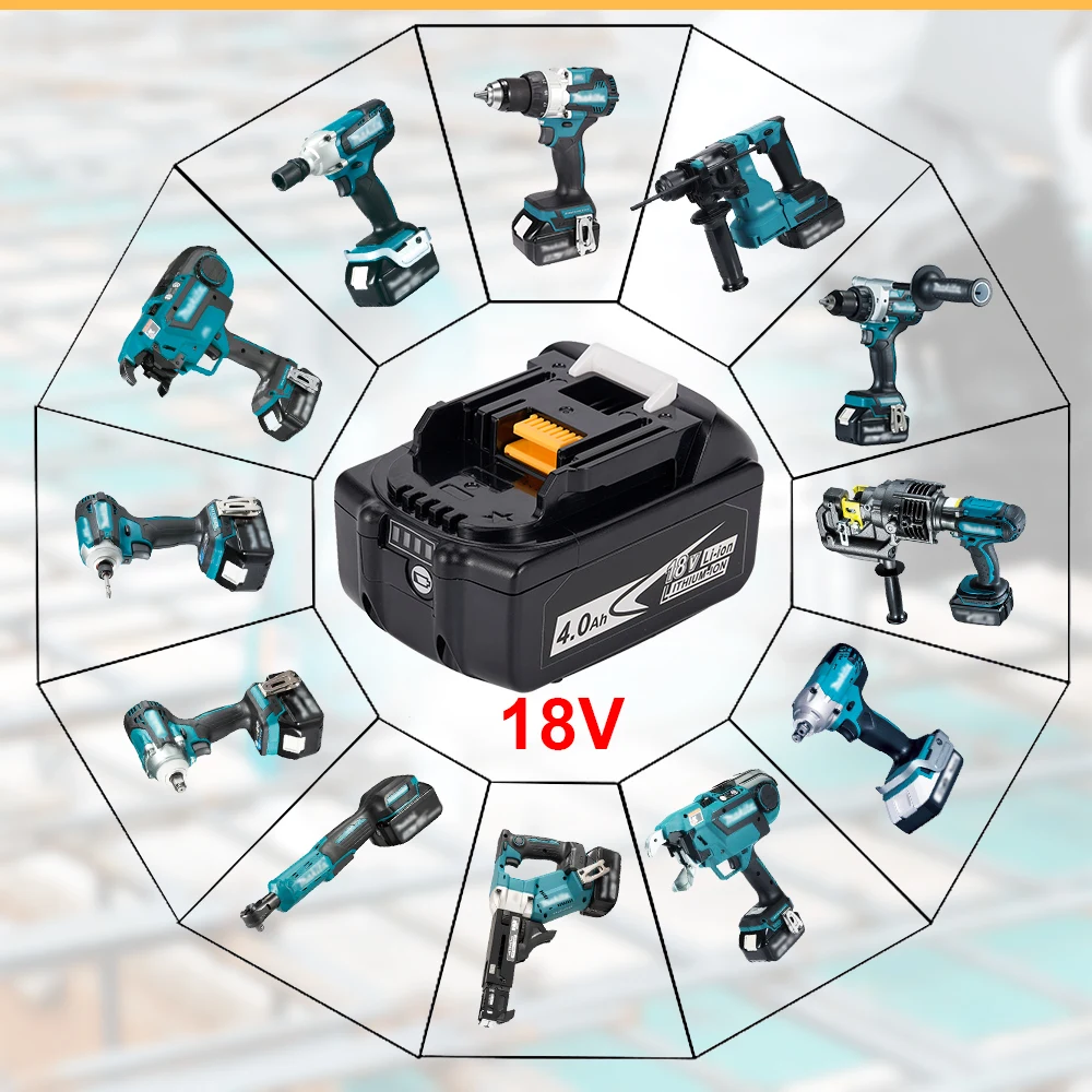 Hormy 18V Battery for Makita 4000mah Battery 18650 Lithium-ion Cell for Cordless Electric Saw Drill Grinder Screwdriver Tool