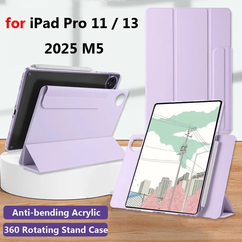 for IPad Pro 13 Inch 2025 M5 Case for IPad Pro 11 M5 2025 & 2024 Pro13 In 7thDetachable Magnetic 360° Rotating Stand Tablet Case
