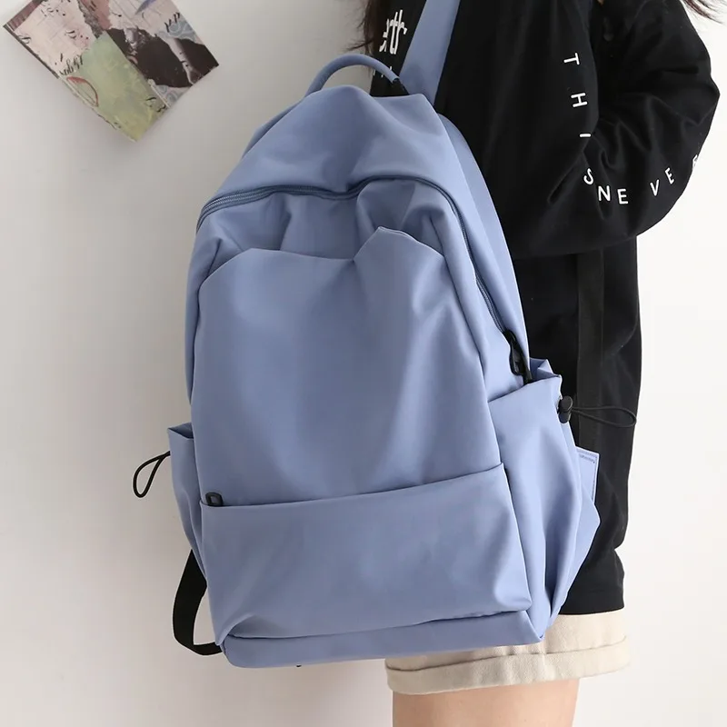 Large Capacity Solid Color Women's Backpack, Korean Style Fashion Versatile Simple Backpack, Commuting College Style Men's Bags