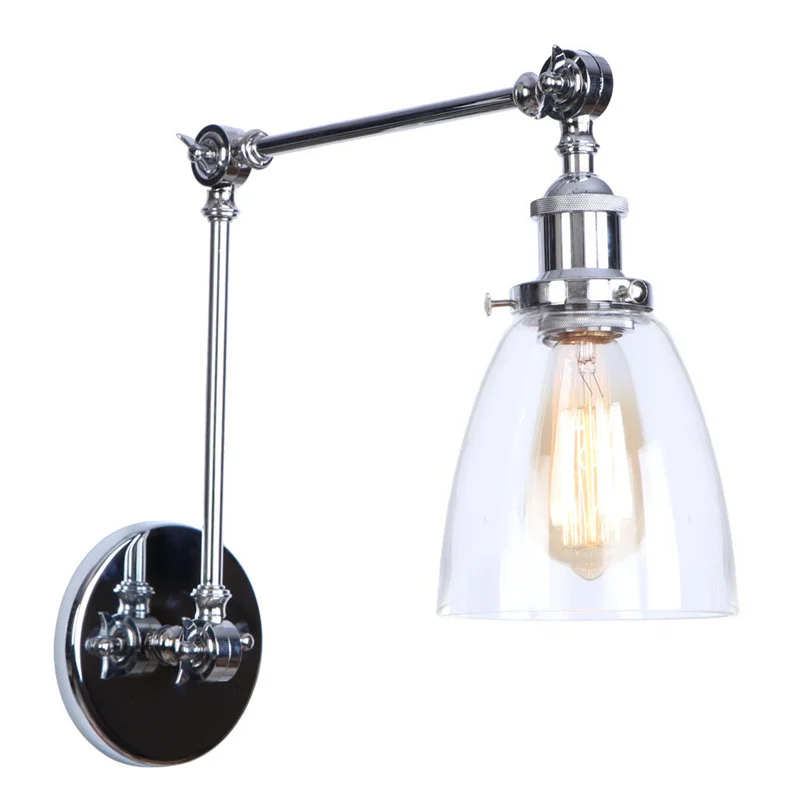 Iwhd vintage led wand leuchte us eu uk au stecker in wohnkultur balkon küche nachttisch lampe industrielles klares glas aplique pared