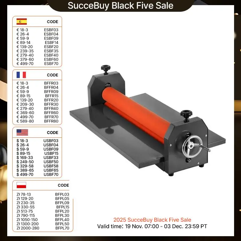 VEVOR 29.5"x1" Manual Cold Roll Laminator Machine Sheets Document Plasticizer Fits Poster Painting Photo Book Cover A3 A4 Paper