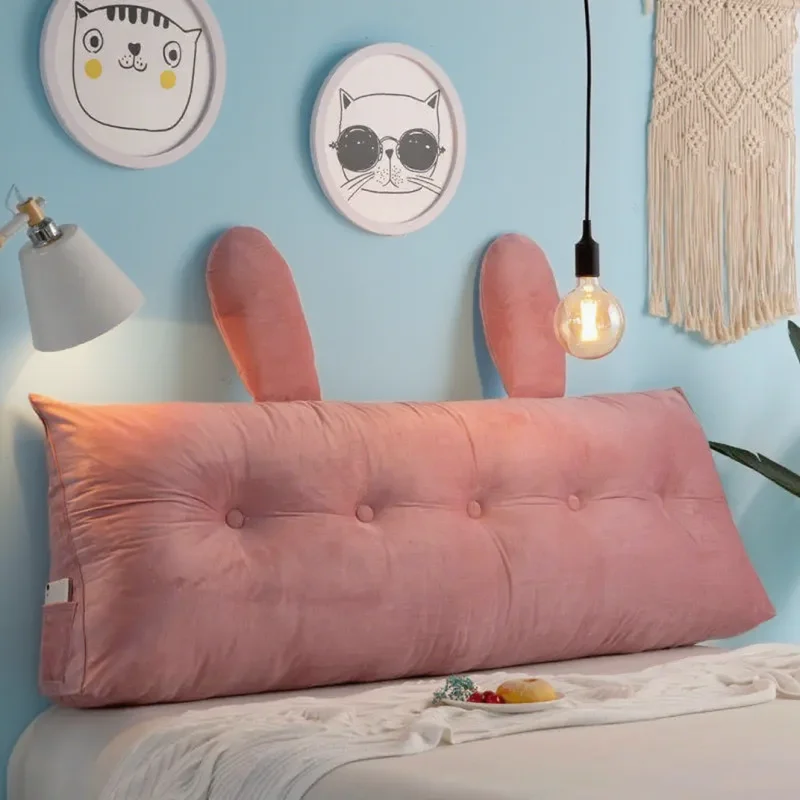 Solid Color Bedside Cushion Large Soft Velvet Backrest Pillow Couple Removable Cute Back Support Pillow Short Plush Seat Cushion