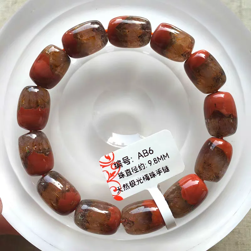 

Natural Red Auralite 23 Cacoxenite Barrel Bracelet Clear 13x9.8mm Women Men Cat Eye Canada Stretch Jewelry AAAAA