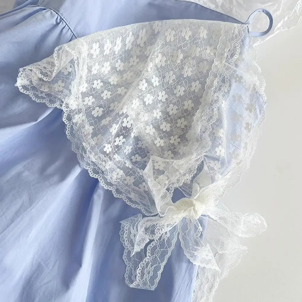 Pañuelo triangular de encaje para verano, elegante pañuelo de encaje Floral tejido blanco francés para el cuello, diadema para fotos de viaje, accesorios para el cabello