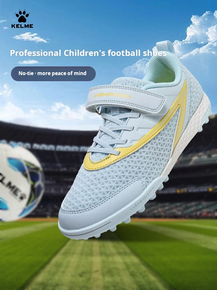 

Kelme Children's Football Shoes Tf Spikes Primary School Training Football Shoes Indoor Non-slip Breathable Shoes Velcro Girls
