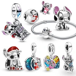 Disney Castle Stitch Charme Para Mulheres, Pingente Talão, Jóias DIY, Pulseira Pandora Original, Potter Bell, Fazer Presentes, Novo