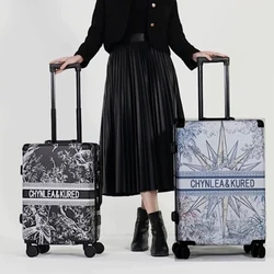 Bagages de voyage en cuir PVC pour hommes et femmes, bagages à roulettes, valise à roulettes de luxe, cadre en aluminium, boîte à mot de passe d'embarquement, mode, nouveau