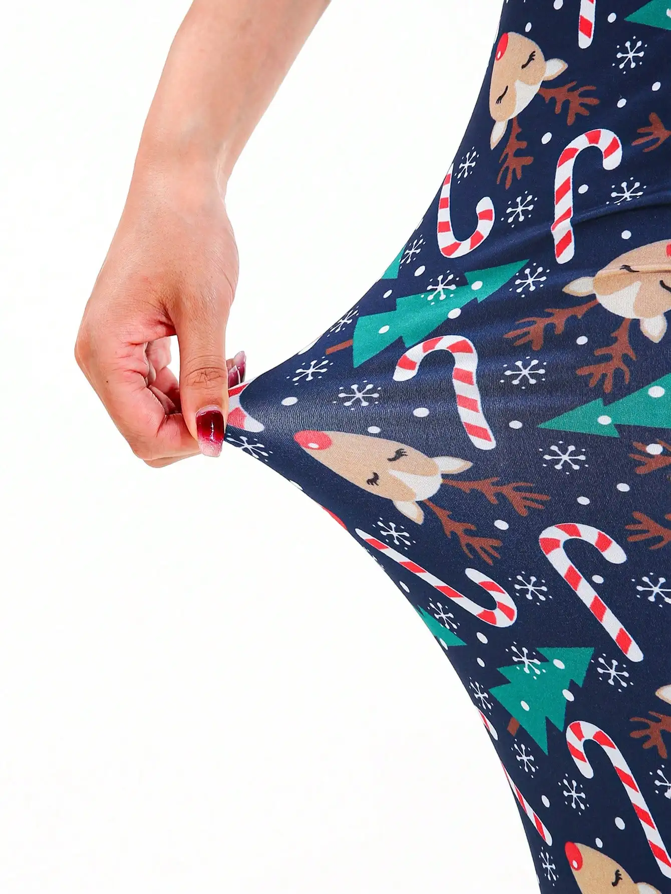 Legging elástico con estampado de ciervo cepillado, serie navideña, pantalones pitillo sexys elásticos ajustados para deportes y Fitness