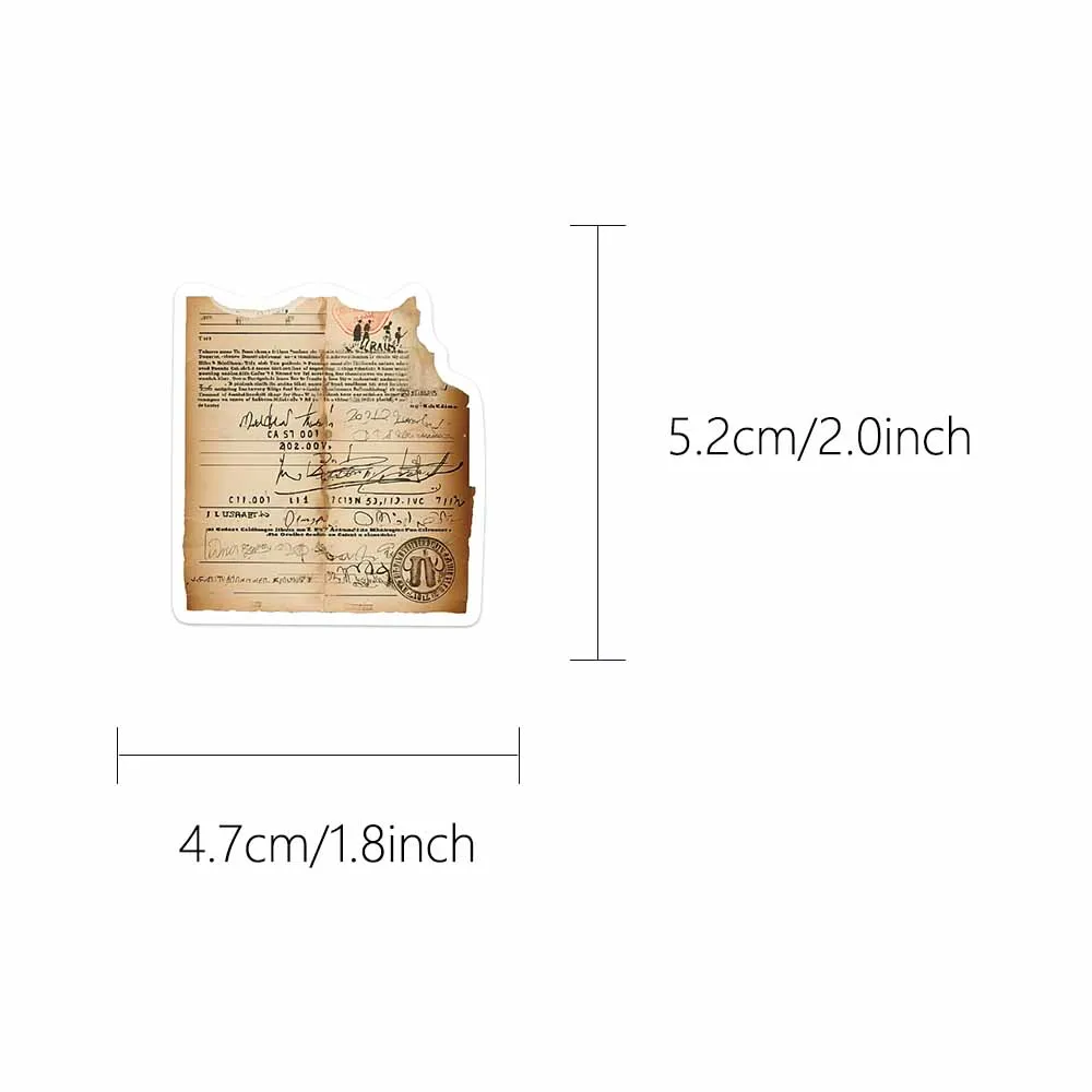 50pcs Set of Vintage Burned-Effect English Stickers: Creative Scrapbook, Journal, Phone Case, Laptop, and Water Cup Decorations