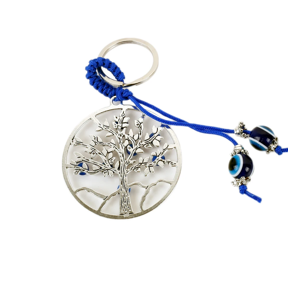 1pc Tree of Life Key Chain Turkish Blue Beads Eyes Pendant Car Lucky Charm Keyring Against Evil Eye Keychain Amulet Jewelry Gift