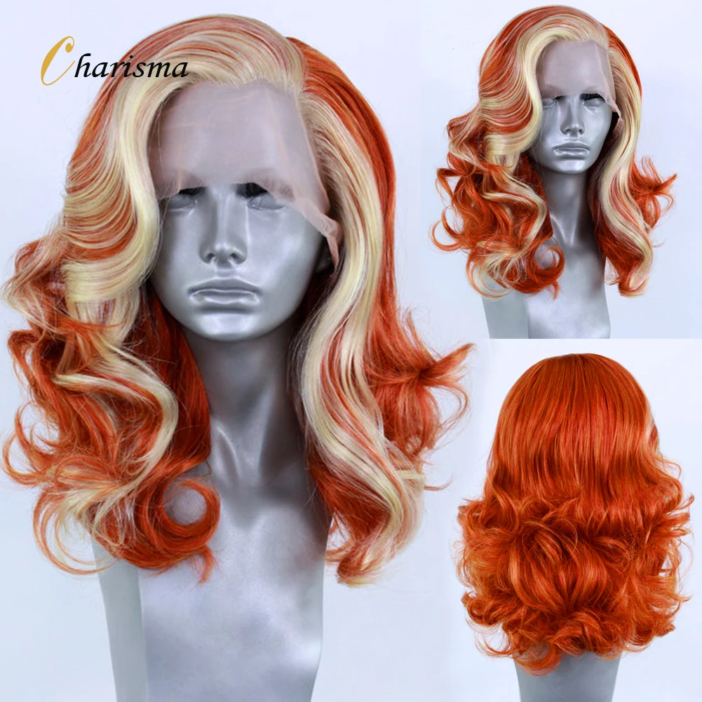 

Charisma Synthetic Lace Front Wig Highlight Ginger Lace Front Wigs Short Body Wave Synthetic Wigs For Women Natural Hairline Wig