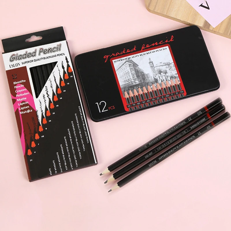 

12Pcs/Set Wooden Pencils H-8B Professional Drawing Pencil Art Supplies Writing Stationery Items School Acsesories Gift
