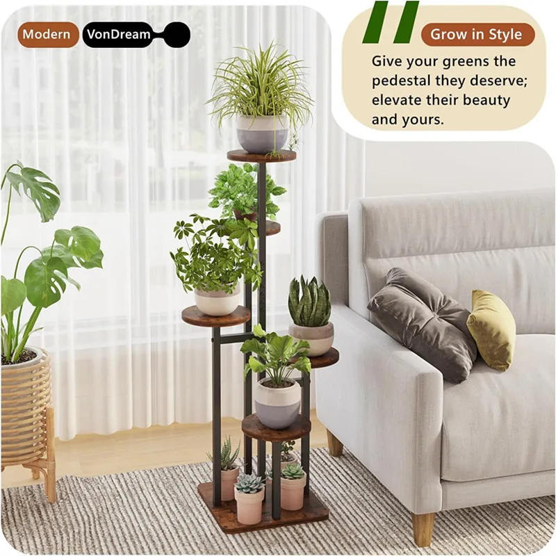 

Multi-layer indoor metal flower stand, outdoor high metal wooden frame bracket, layered display stand, living room