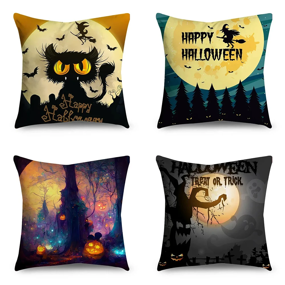 

Наволочка в виде кота и тыквы на Хэллоуин, декоративная наволочка для подушки, подходит для дома, гостиной, дивана, спальни, декоративная наволочка для подушки