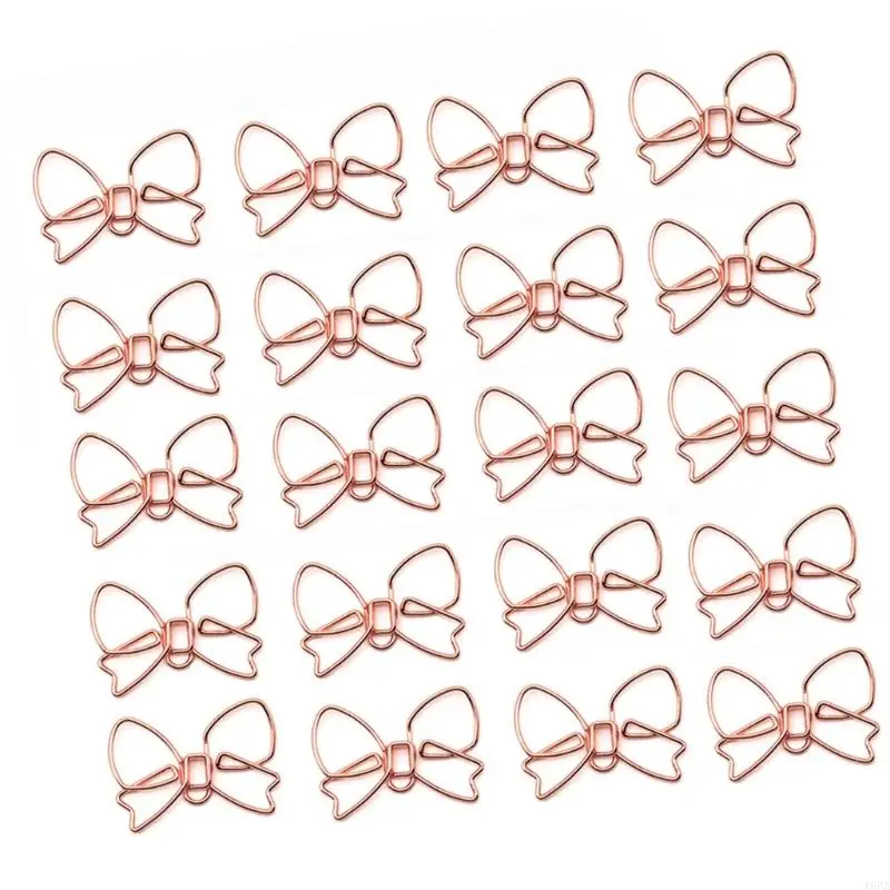 J6PA Bowknot Paper File Clips Metal Paper Clip Small Book Marker Clip for Office
