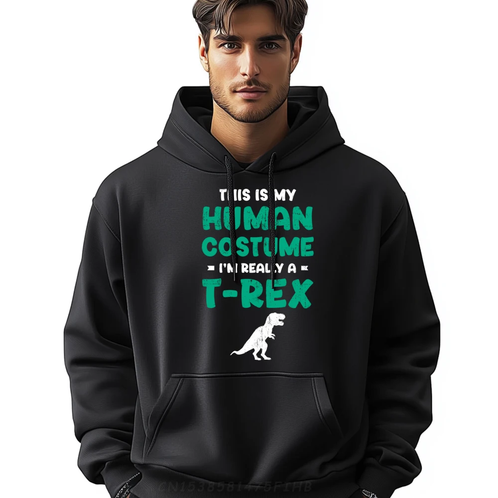 

This Is My Human Costume I M Really T Rex Dinosaur Halloween Brand Clothing Men Long Sleeve Tee Graphic