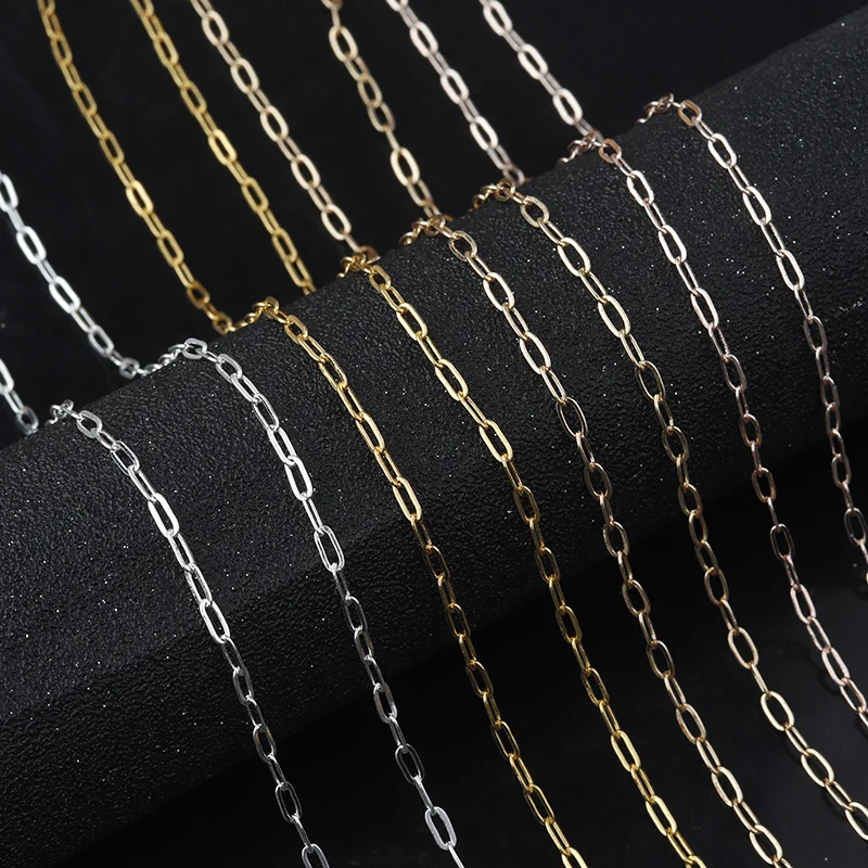 10Yards/Roll Copper Chain Rectangular Flattened Cross Chain For DIY Necklace Bracelet Jewelry Making Accessories